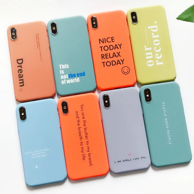 

New Arrival Custom Printing Hard Pc Material Phone Case With Words For Iphone 7 8 Plus, Green,orange,gray,blue,sea blue