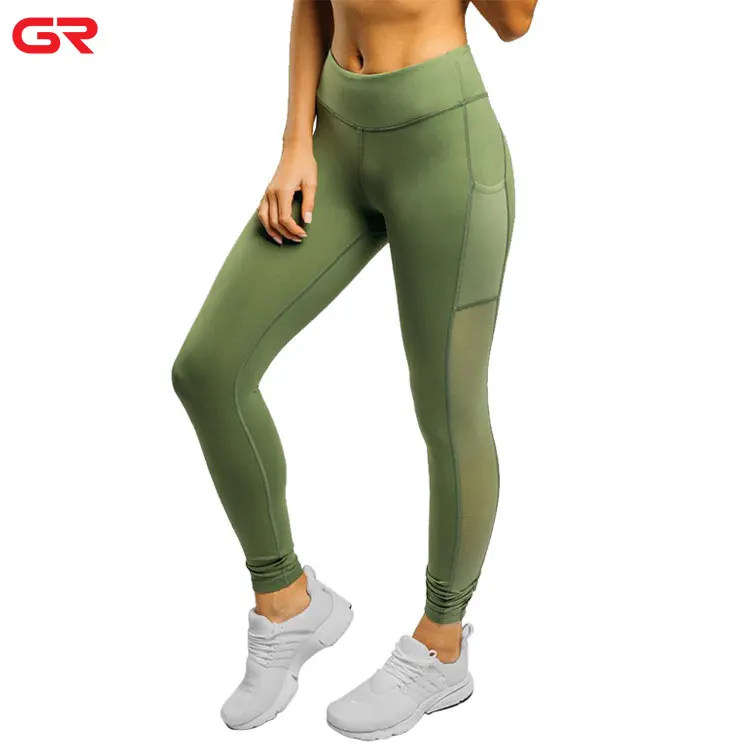 

Custom Womens Yoga Pants Mesh Panel High Waisted Workout Sport Leggings, In sotck or customized