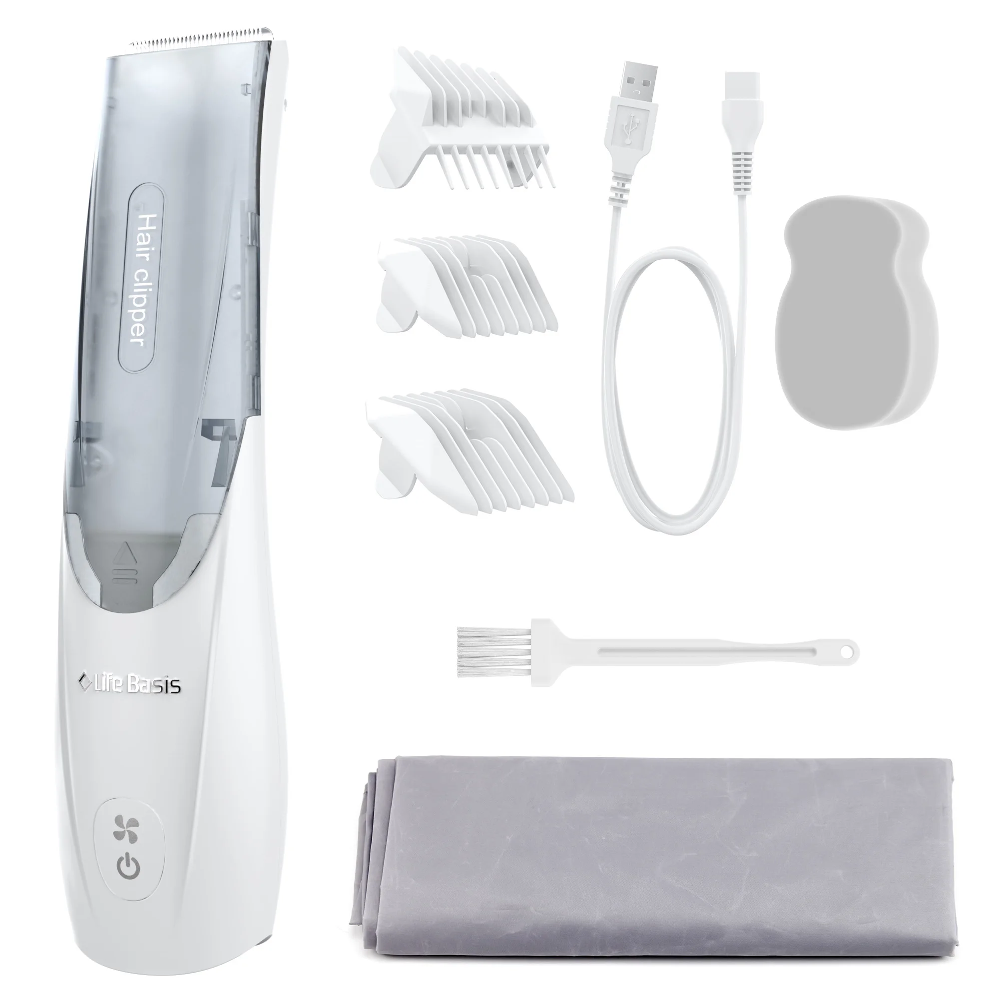 

Cordless strong power low noise rechargeable baby hair clipper, White