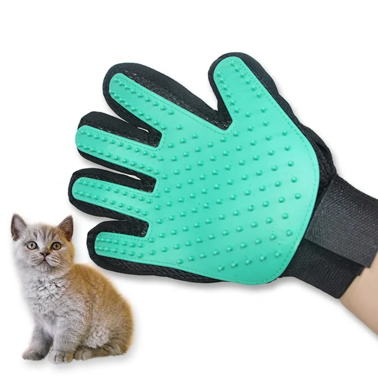 

Five Finger Cleaning Silicone Pet Glove for Dogs and Cats Pet Grooming Glove, Blue green