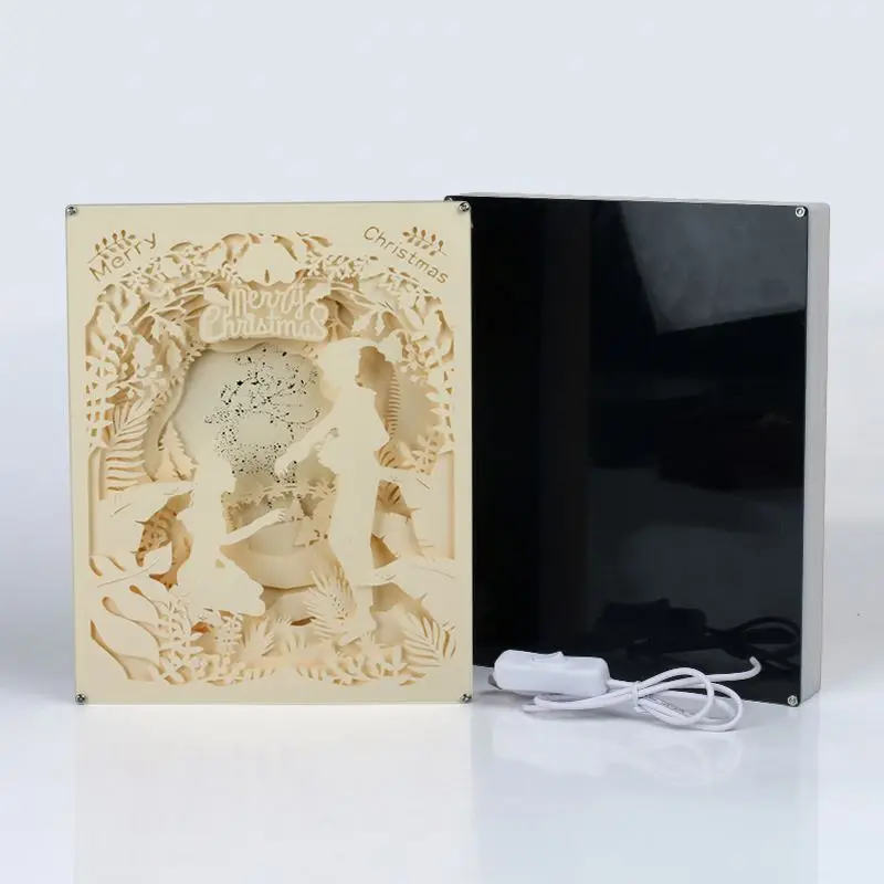 Beautiful Paper Cut Light Box Night Light Templates Laser Cut Best ChristmasTheme Christmas Day Gift