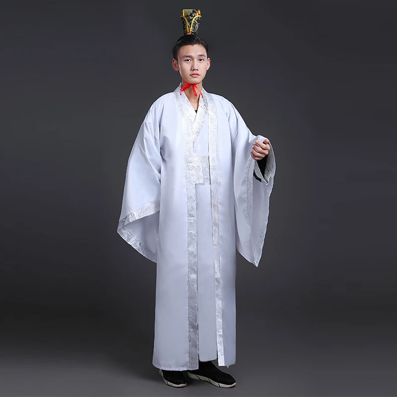 

New Male Hanfu Scholar Scholar China Ancient Graduating Class Costume Costume Collar Collar Scholar Minister Costumes ZH12017, White underwear /black coat;white underwear /white coat