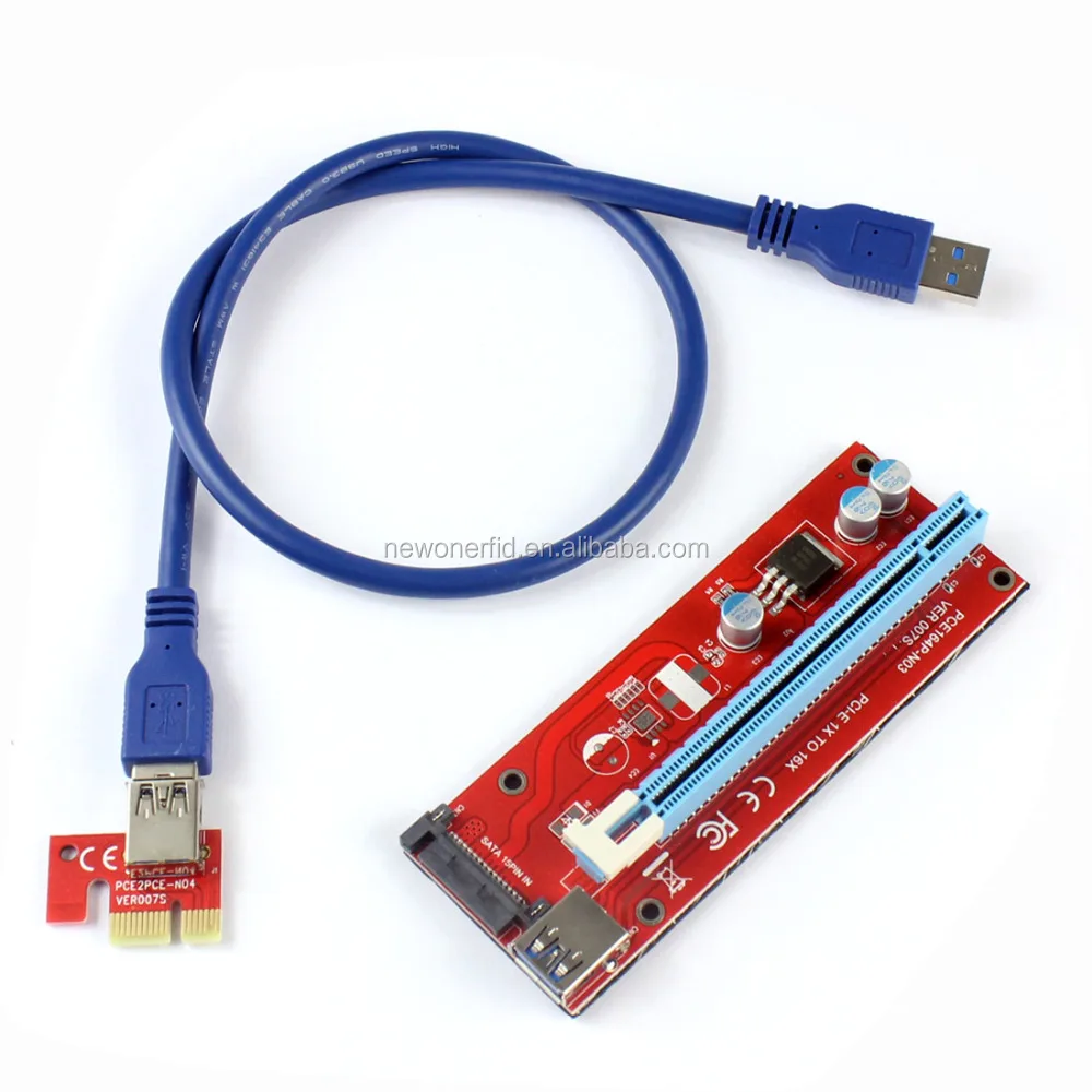 

2018 Latest version riser VER 007s PCIE riser 007s 008c 008s 009s bitcoin ubit mining riser card, Red