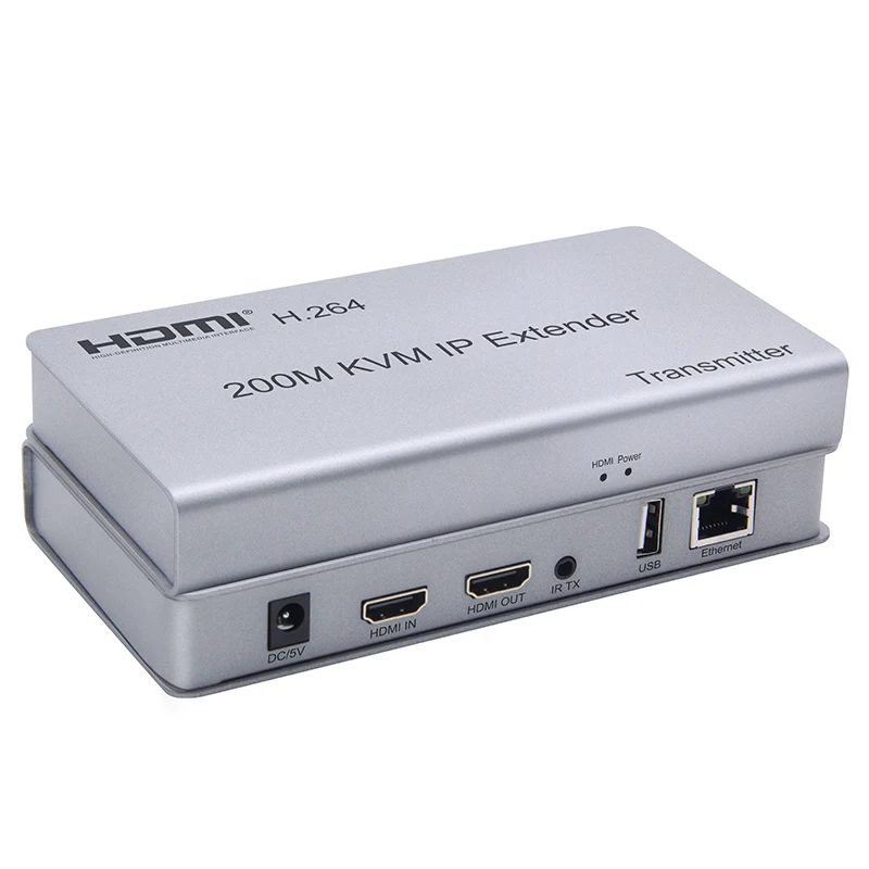 

Metal Housing 200M HDMI extender over IP with KVM in silver color cat6 hdmi extender vga extender