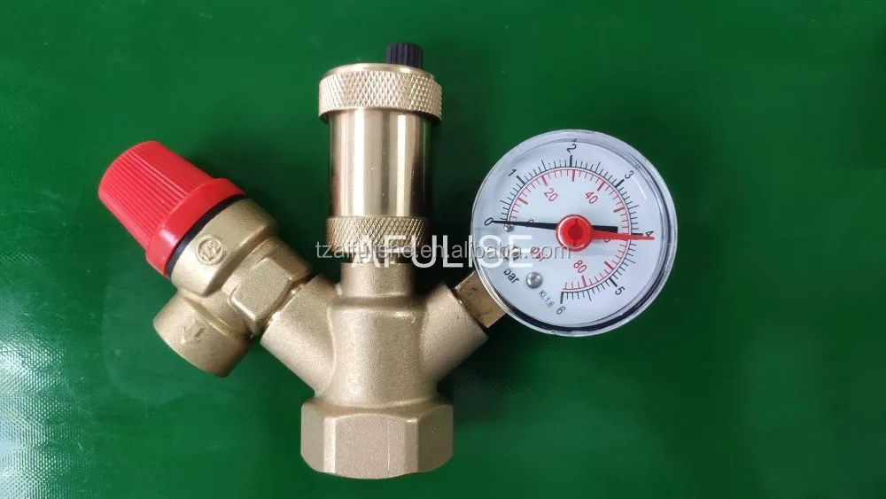 Brass Boiler Safety Group Set Complete Pressure Relief Valve Safety
