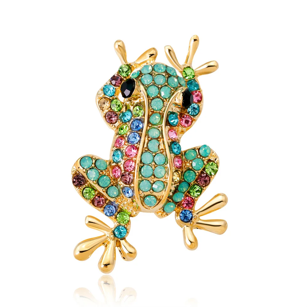 

Fashion Cute Cartoon Rhinestone Crystal Zinc Alloy Women Funny Fancy Animal Frog Prince Jewelry Brooch Pin