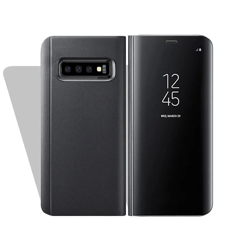 

Free Shipping Mobile Phone Case Phone Cover Mirror Flips Leather Shells Cases for Samsung Galaxy S10 Case, Blaak
