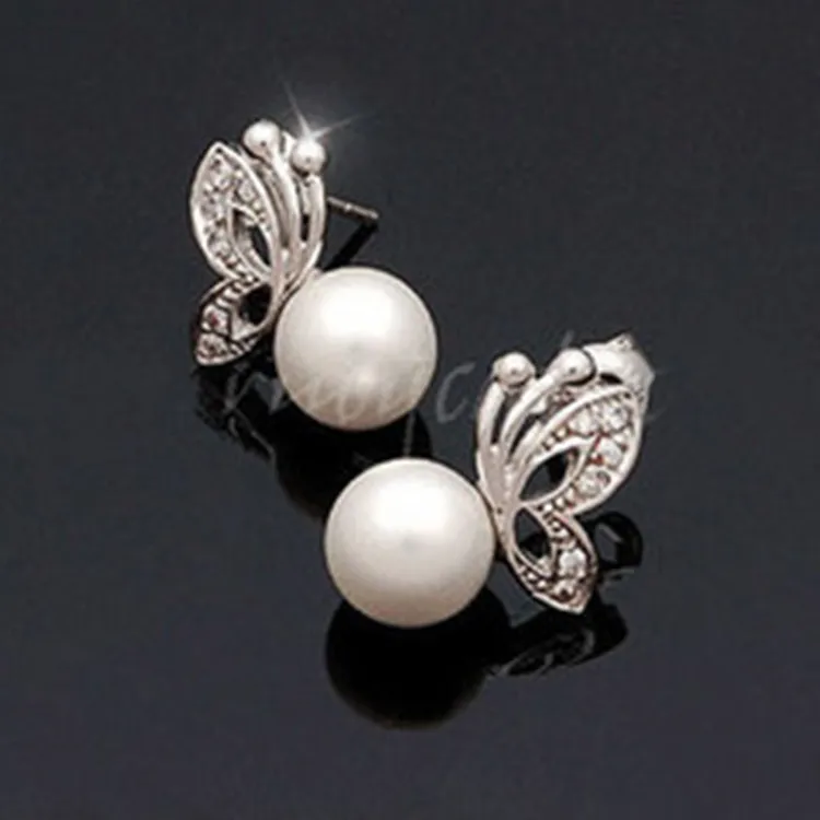 

2021 Korean Butterfly Pearl Ear Nails Wholesale Yiwu Small Jewelry Factory Direct Sale for women, Picture