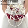 DIY pearl bead wedding bouquet luxury crystal fabric flower crystal bridal bouquet
