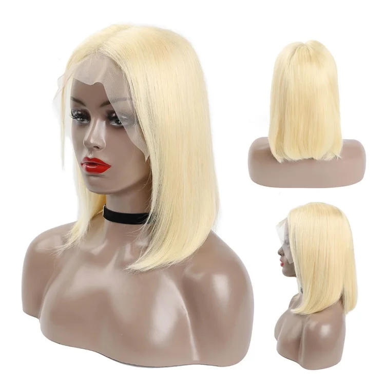 

100% Brazilian Blonde Bob Transparent Lace Front Human Hair Wig, N/a