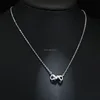 Lovely 925 Sterling Silver Bowtie Pendant Crystal Cubic Zircon Necklace