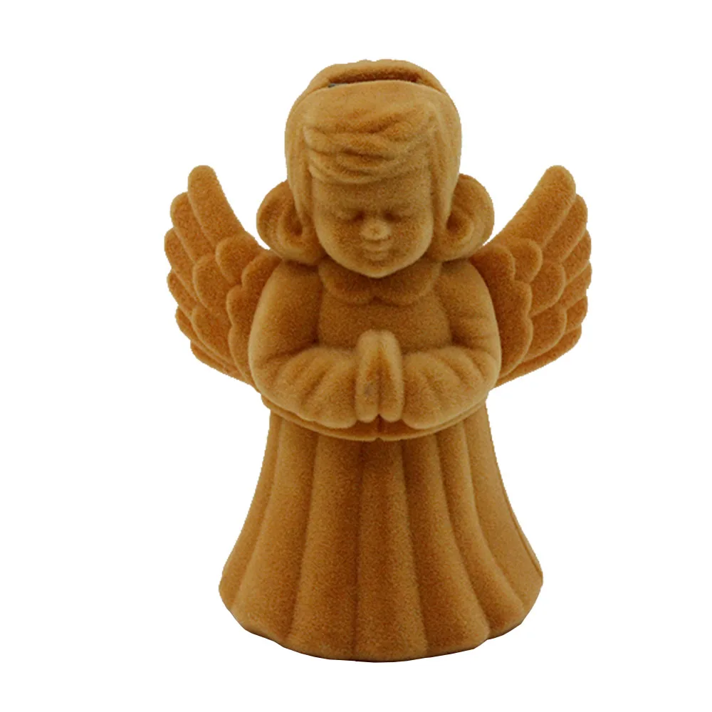 

High quality yellow Angel shape velvet jewelry ring boxes, Any color is available