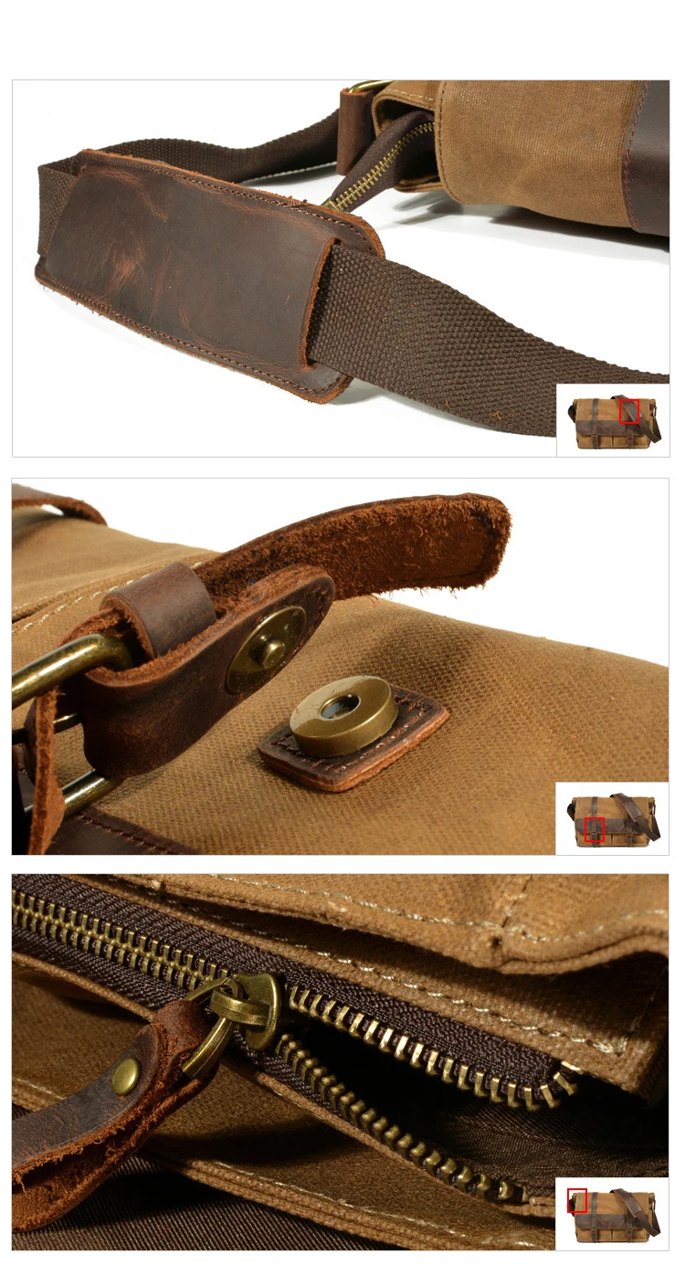 The latest popular vintage design waterproof waxed canvas unisex messenger bag briefcase digital gear camera bags