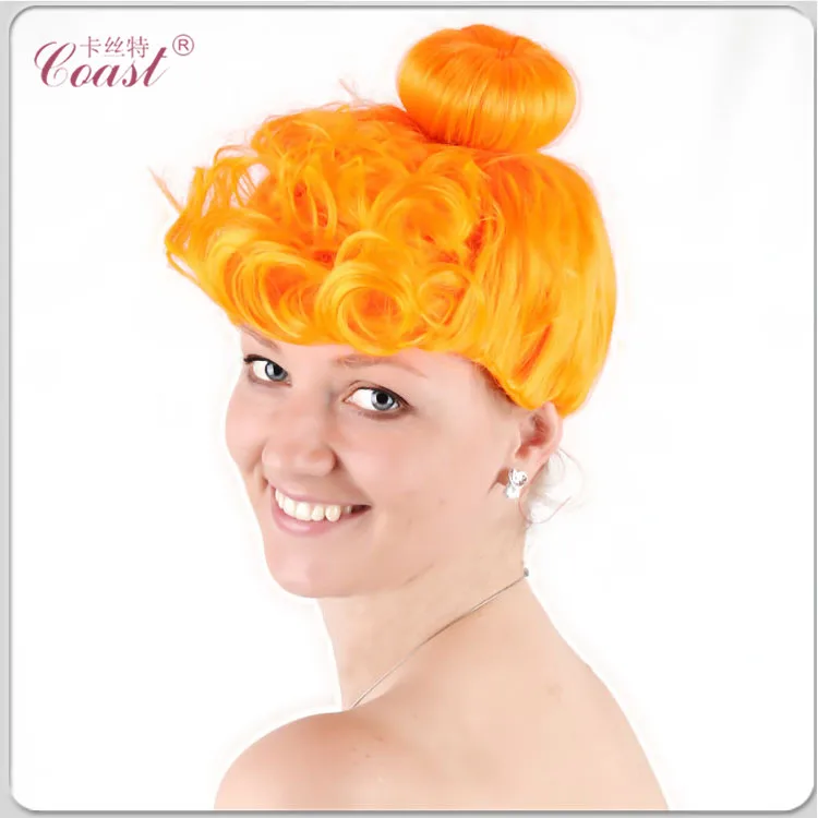 Stoneage Babe Short Funny Orange Hair Bun Wig Buy Funny Hair Wigs
