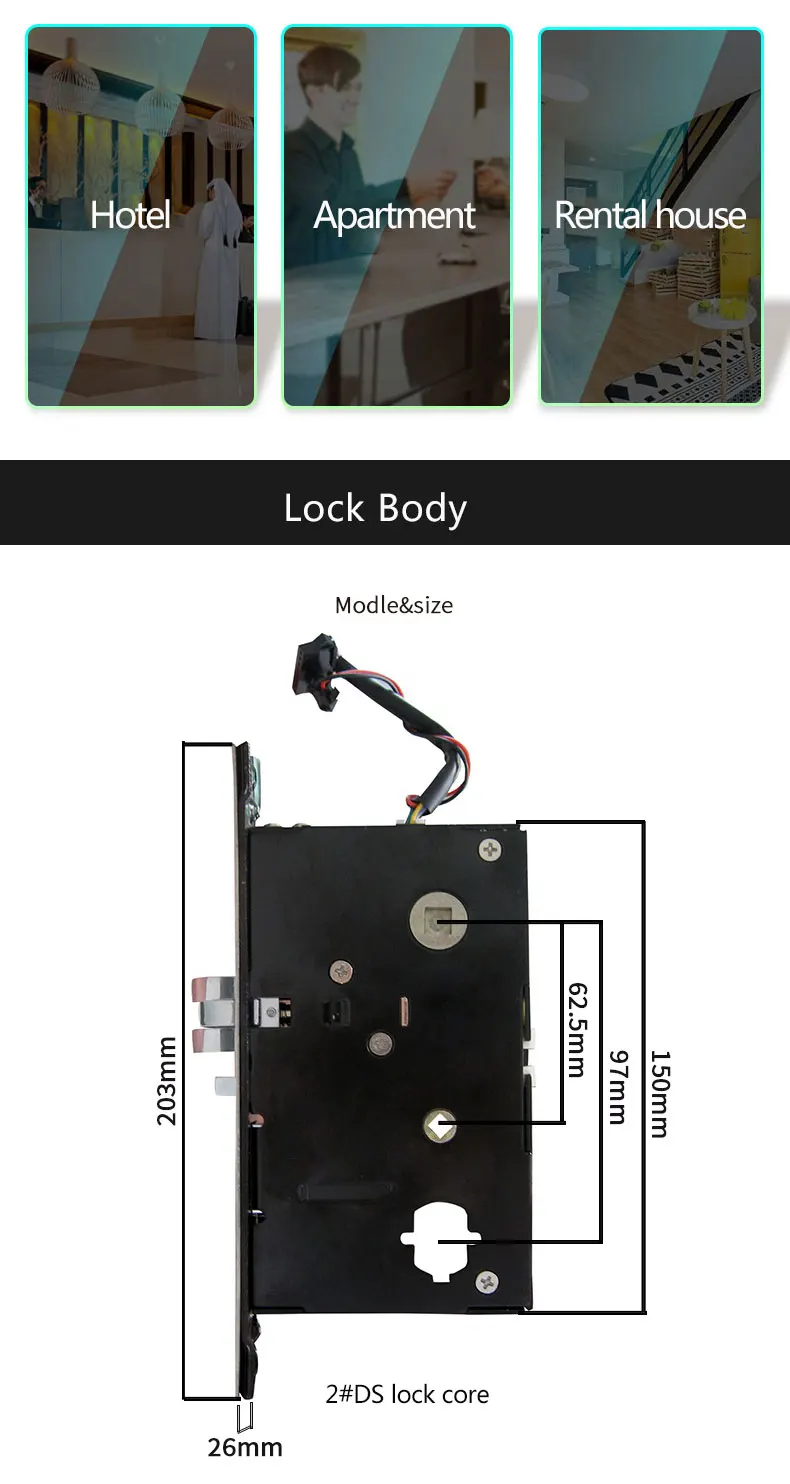 Good Management Model Low Voltage Supplying Electronic RFID Cards Hotel Door Lock