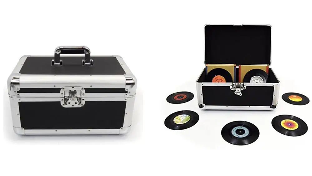 Aluminum Portable 7 Inch Record Case Hold 200 Lp Vinyl Albums Carry Box