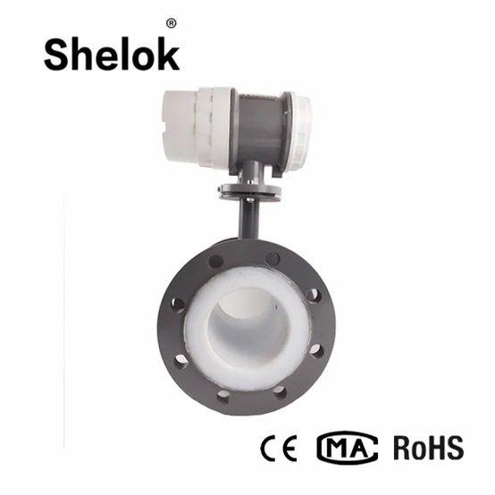 4-20mA output sulfuric acid PTFE electromagnetic water flow meter