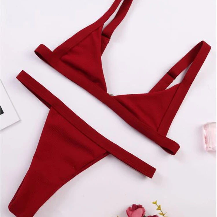 

New Design Wholesalesale Quick Shipping two piece Swimwear Low Waist Thong Bikini