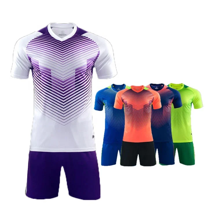 

Thai quality cheap wholesale sublimation football uniforms custom kids adult soccer jerseys, White, fluorescence, orange, blue, navy
