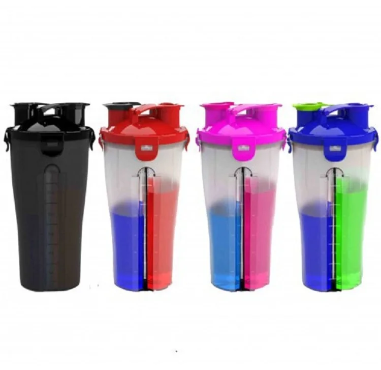

500ml wholesale protein shaker cup with logo, Separate Two Side bottle, Customized color