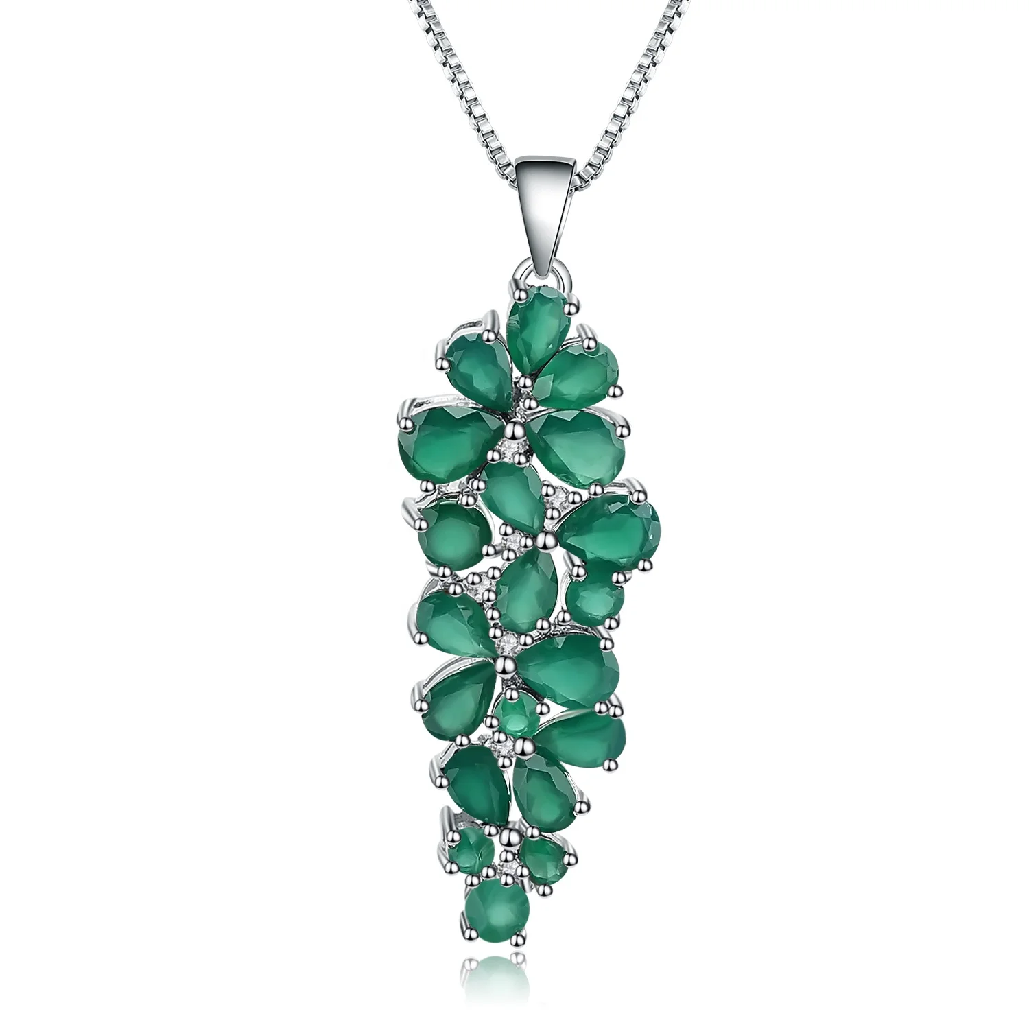 

Abiding natural muti-stone green agate 925 sterling silver gemstone custom pendant necklace women jewelry