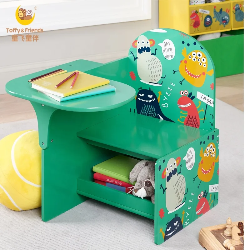 
Toffy & Friends Monsters Kids Writing Desk and Chair with Storage Drawer 