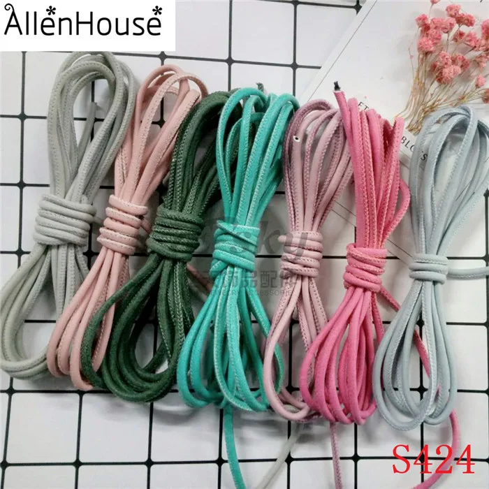 

3/4/5/6mm faint dull colored comfortable pu stitching leather cord thread for womens jewelry, Black brown green red pink green blue white and other colors