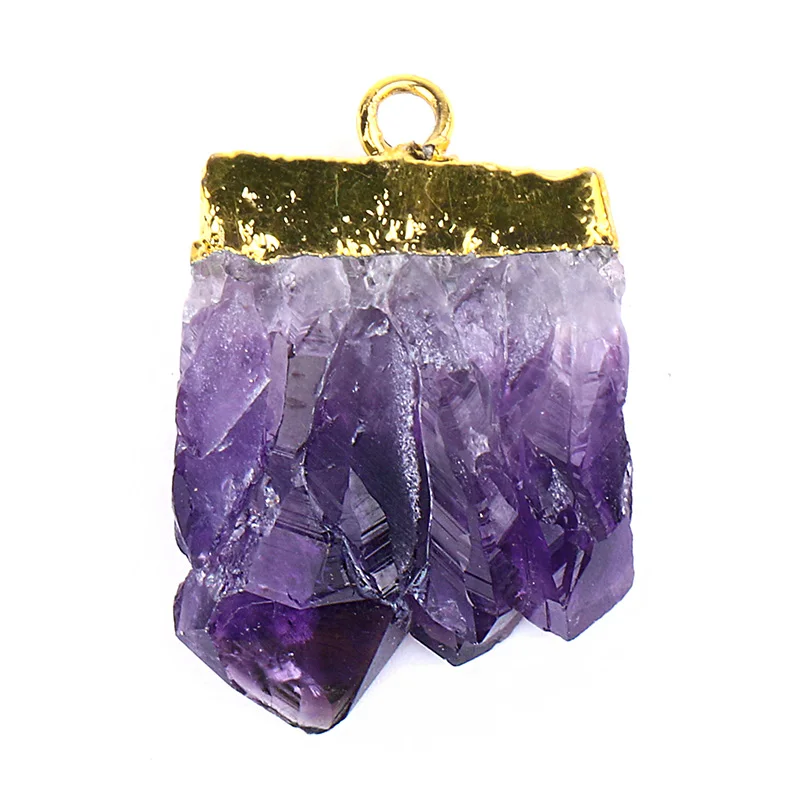 

Natural Gemstone Slice Pendants Irregular Druzy Raw Purple Crystal Pendant DIY Jewelry Charm Amethyst Pendant Jewelry Making