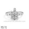 RZU-0959 925 Sterling Silver Turtle Ring with CZ Stones Stone Setting