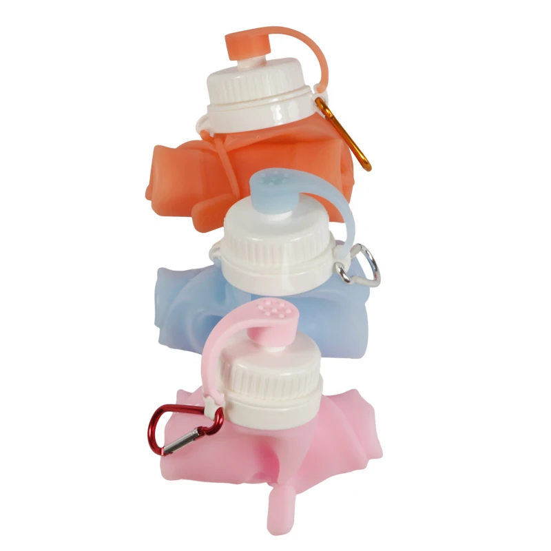 

Wholesale Soft Silicone Filter Water Bottle, Pink, blue, orange, custom panton color