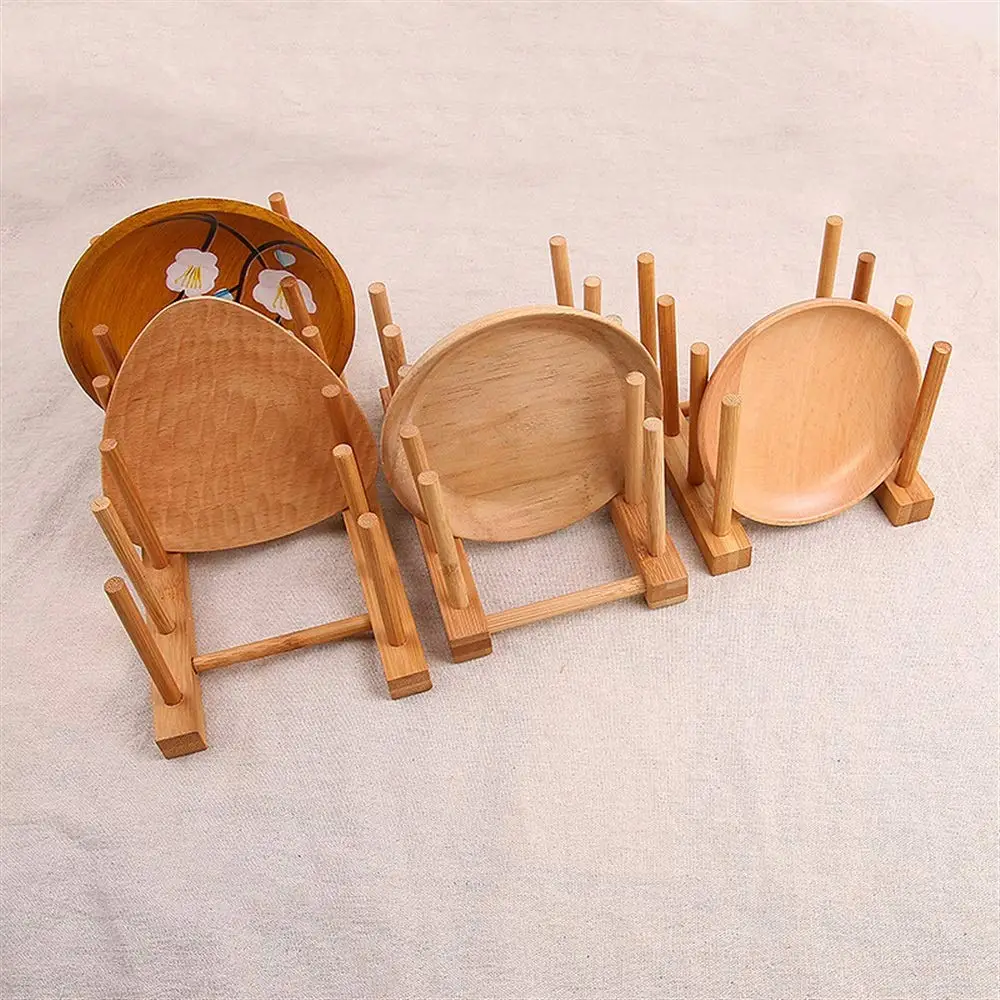 YChoice Rack Decor Creative Home Kitchen Rack Bamboo Rack Drain Rack CD Book Organizer (Size : 3 Hole)