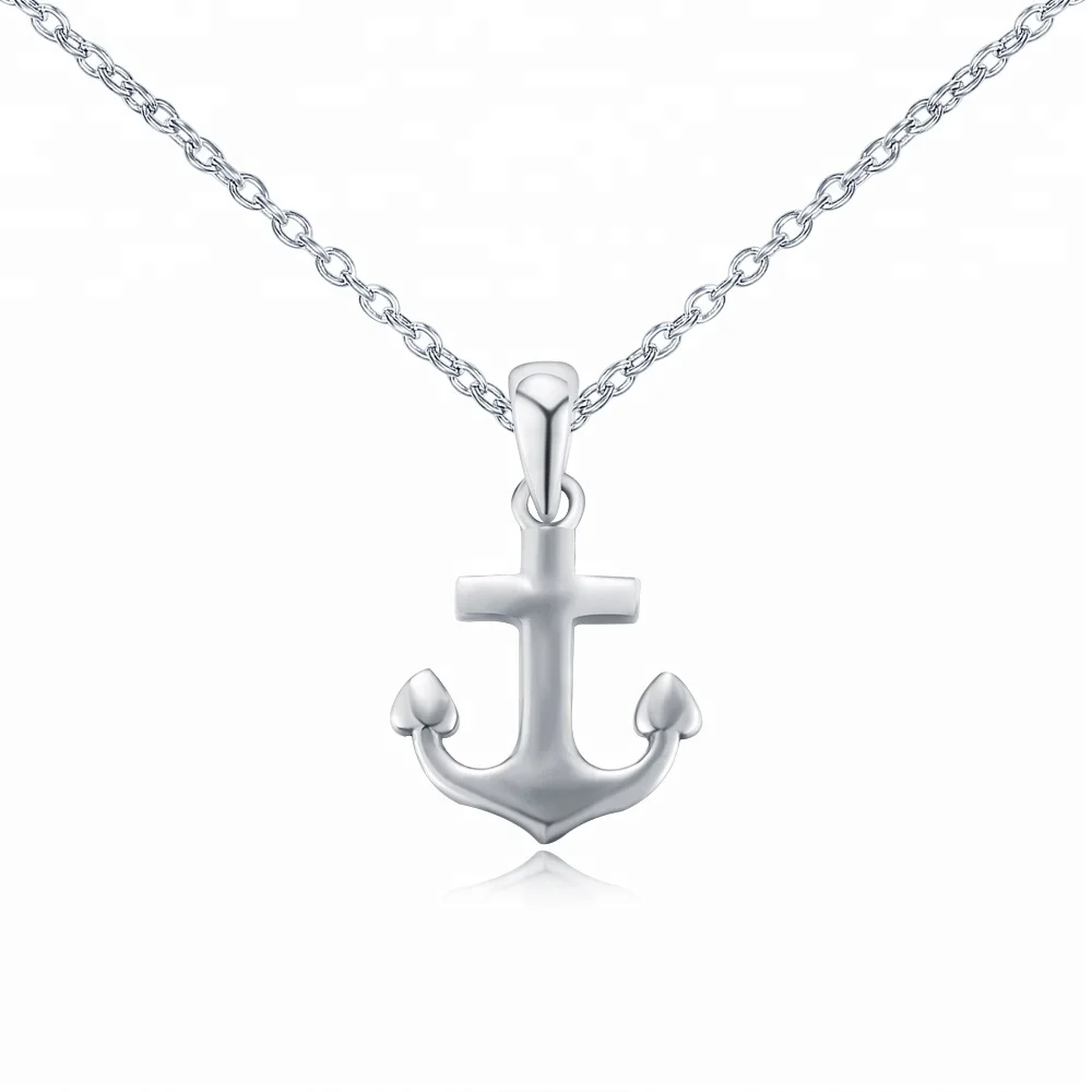 

925 Plain Silver Charm Jesus Anchor Pendant For Men/Women