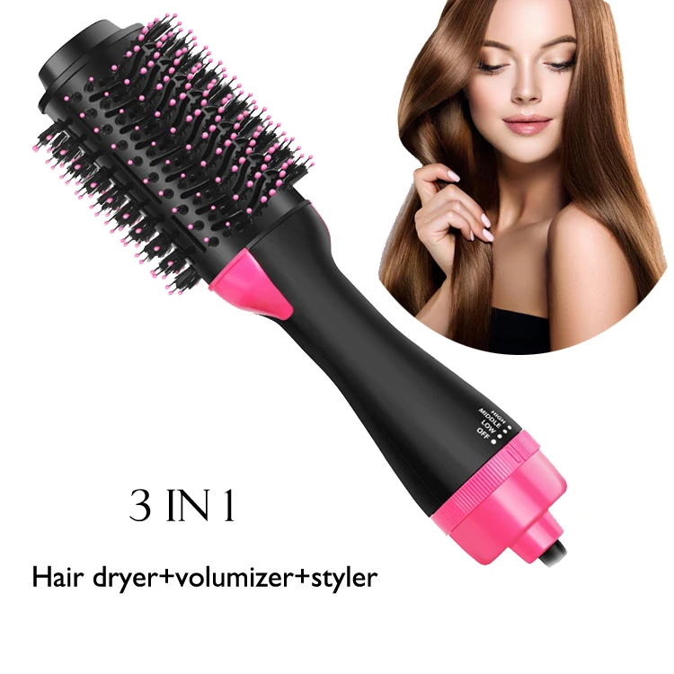 

Amazon hair products factory price 360 rotating 3 in 1 Hot air brush Volumizing hair drying comb one step hair dryer brush