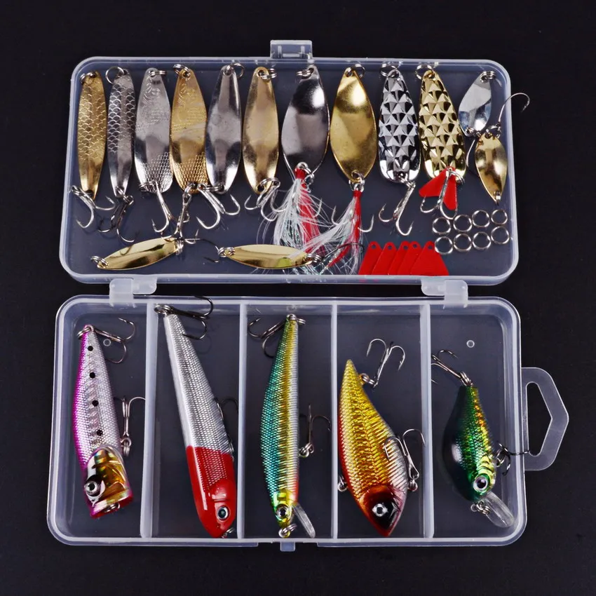 

33pcs Luminous Hard Baits Box Mixed Fishing Lure Set, N/a