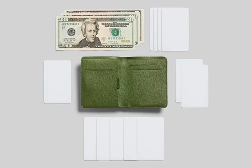 Premium full grain vegetable tanned leather rfid money clip credit card holder minimalist wallets leather men slim wallet