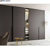 American Style Bedroom Cabinet HPL Matt Dark Color Sliding Door Designs