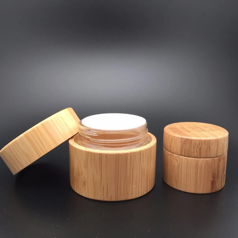 30g 50g Free Sample Wooden With Glass Inside Cosmetic Jar - Buy Glass