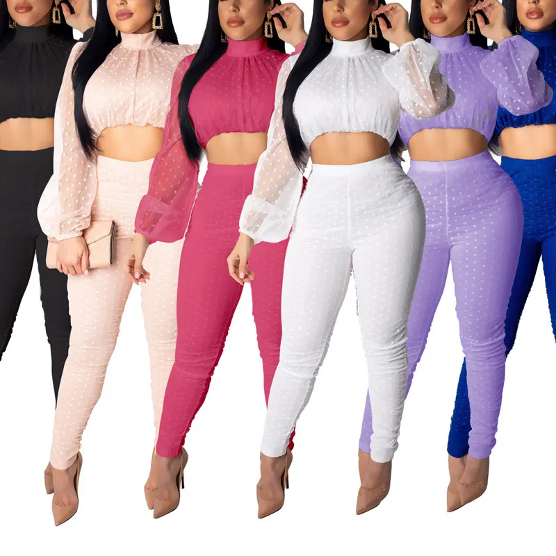 

90305-MX15 Latest Design clothes breathable ladies grenadine sleeve jumpsuit