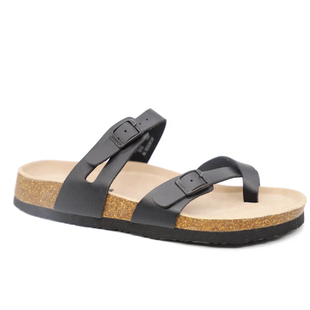 

Cross Buckle Strap with Leather Comfortable Cork Shoes,Slippers For Men