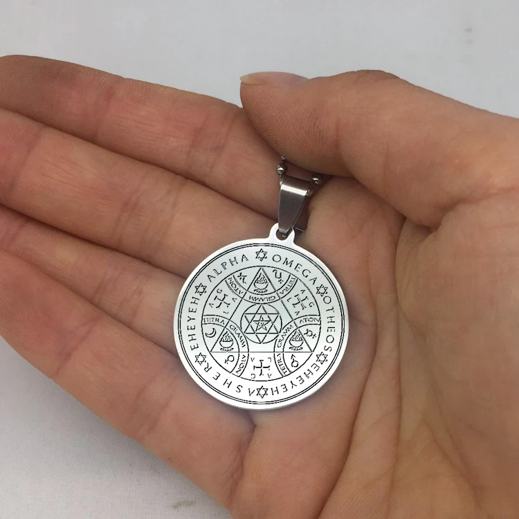 

Handmade Seals Of The Seven Archangels Pendant Silver Stainless Steel Jewelry Key Of Solomon Necklace YP6716