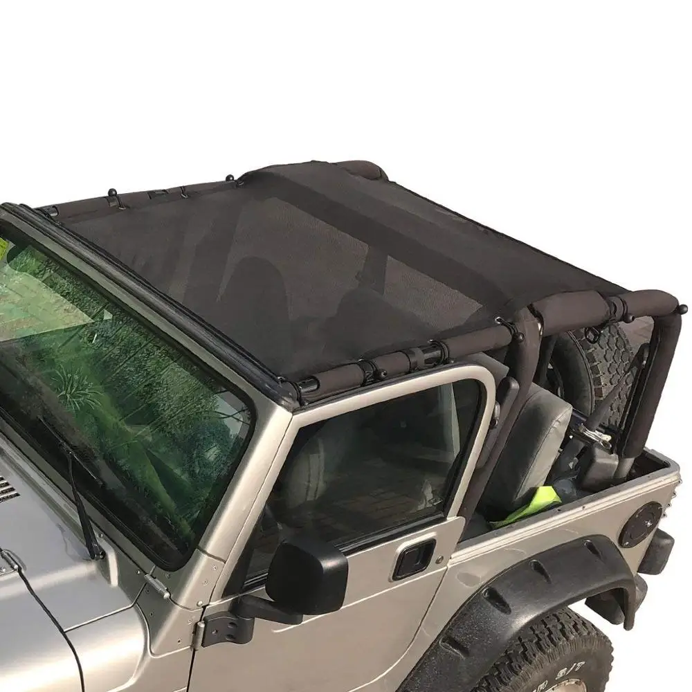 

Newest Black Soft Top Cover Sunshade Mesh UV Protection for Jeep Wrangler TJ 1997-2006
