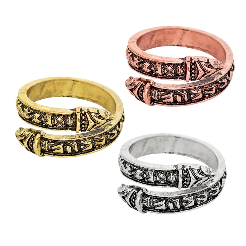 

Nordic viking double-headed snake ring male adjustable ring, As pictures