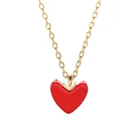 

Sweet Korean Silver 925 24K Gold Plated Red Heart Necklace Minimalist Jewelry A822