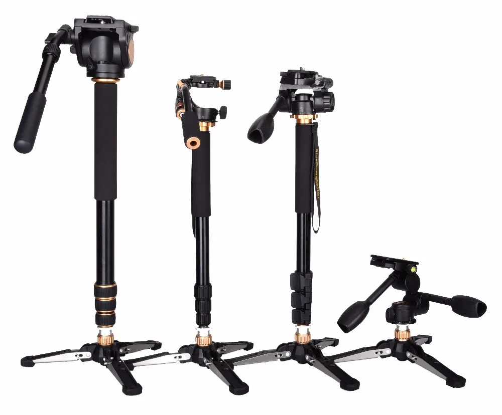 

Professional panhead DSLR digital video camera monopod with base mini tripod, Golden