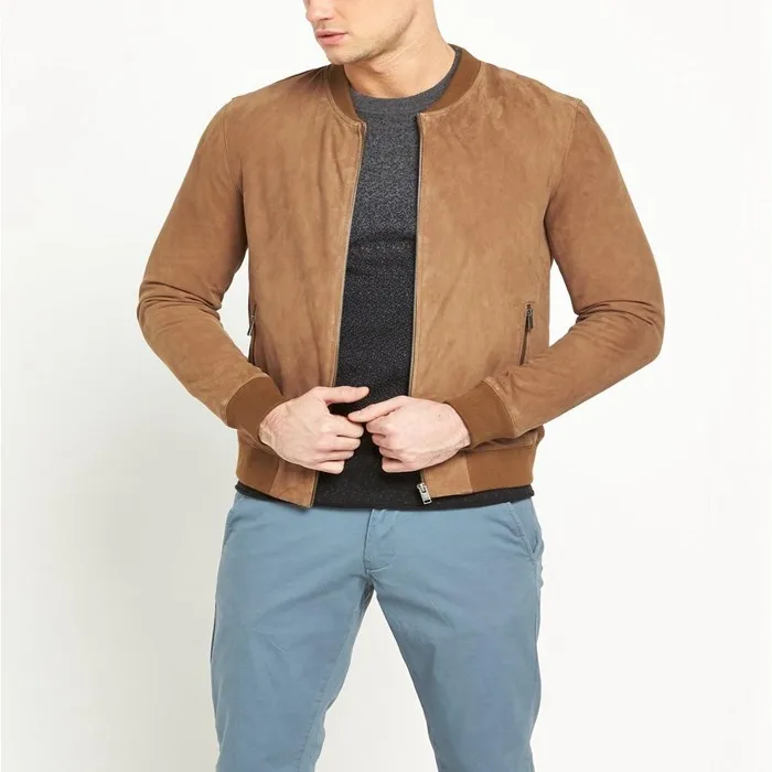 mens slim fit suede jacket