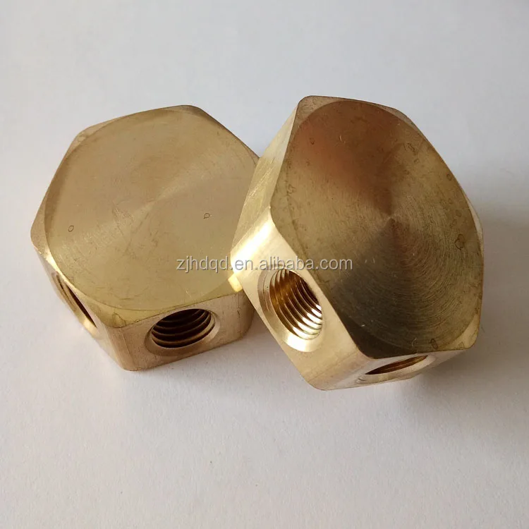 1/8" 1/4" Npt Brass Square Tube Manifold Connector,Hexagon Four