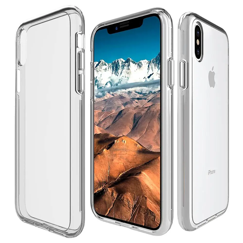 

Transparent Clear Shockproof TPU+ PC Cover Case For iPhone X, Black;gray;pink