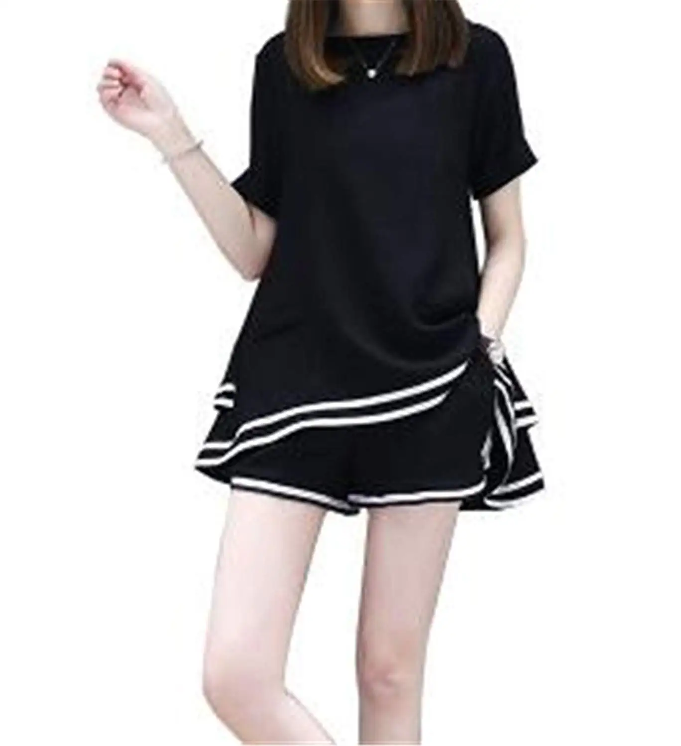 GRMO Women Short Sleeve Loose Letter Print 2 Piece Shorts Tracksuit