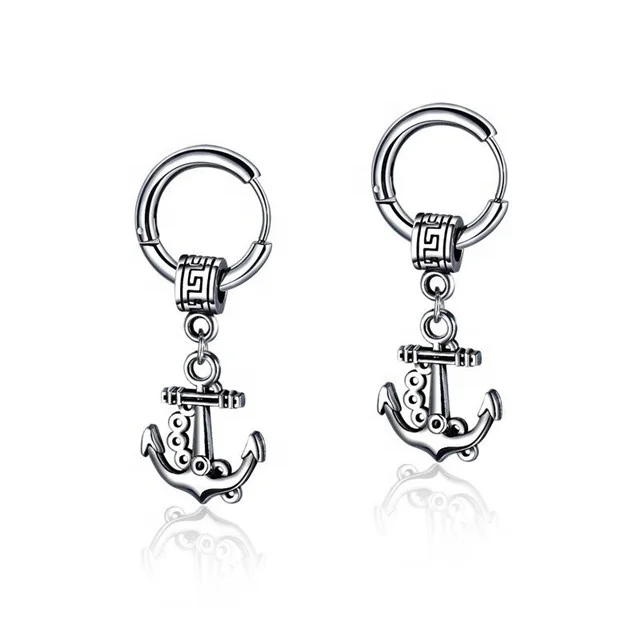 

316L Stainless Steel Jewelry Men Hiphop Anchor Earring, White