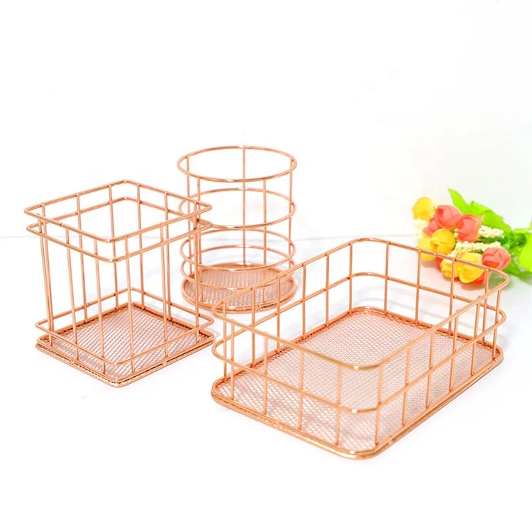 Cheap Wire Baskets And Bins Gold Wire Mesh Bins For Storage Decorating Gift Baskets Mp16 Buy